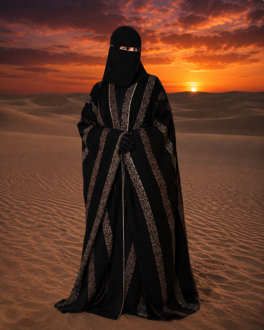 Arabic Khimar Abaya Black